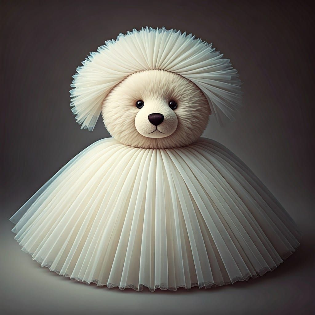 Luxurious Teddy Bear in Delicate Tulle