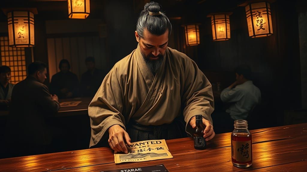 Ronin in Japanese Tavern, Kurosawa Cinematic Style