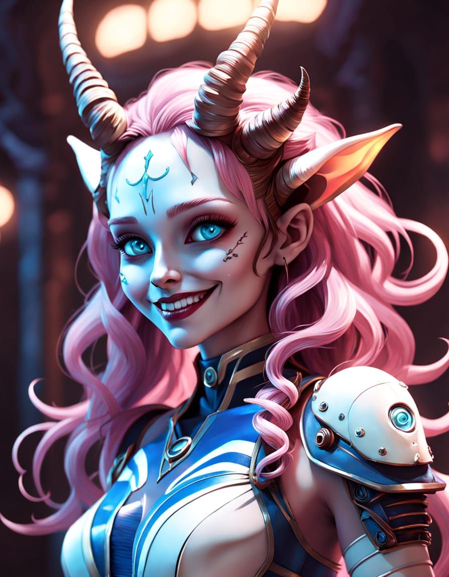 Celestial Alien Goddess with Radiant Smile