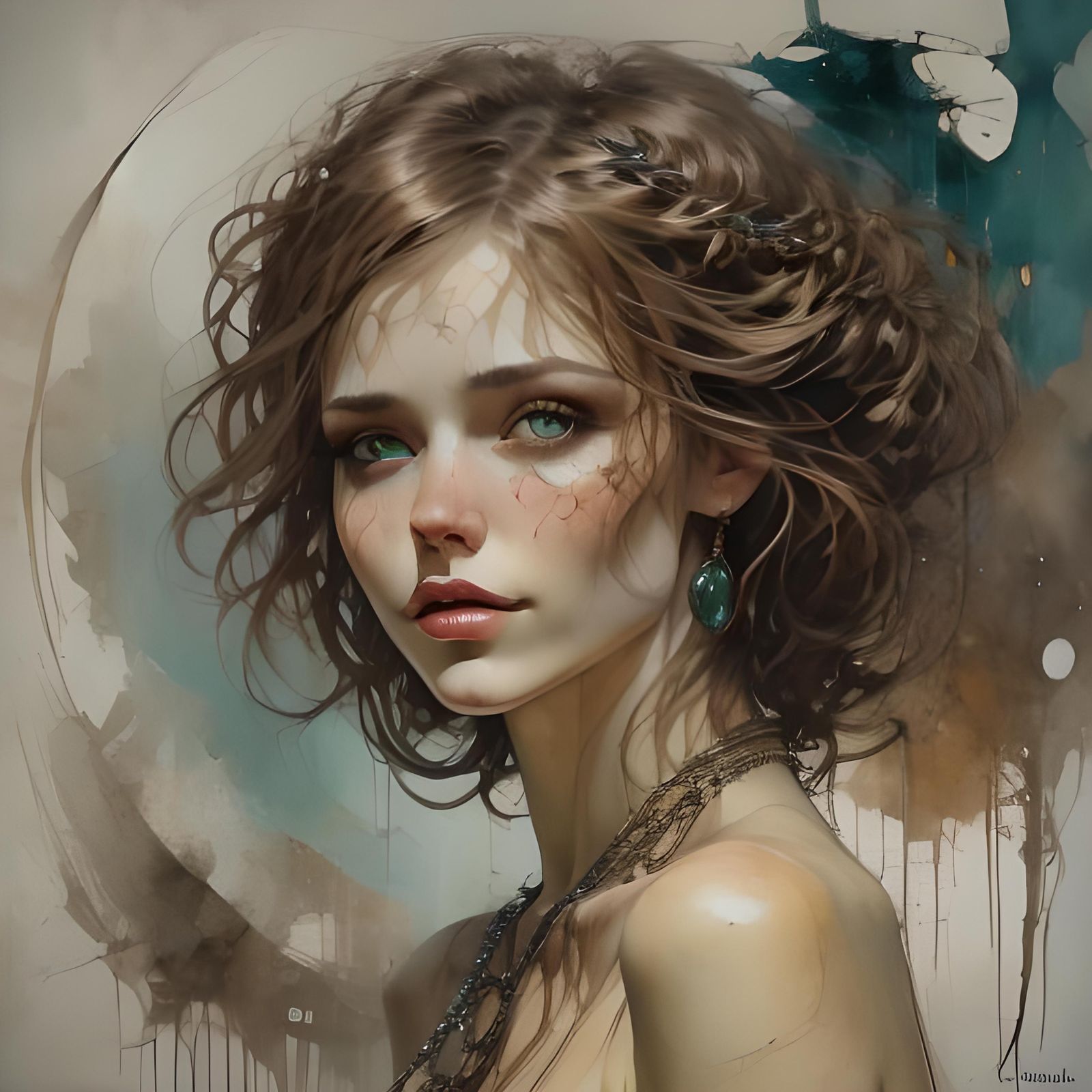 Celtic Beauty in Dramatic Matte Oil Painting