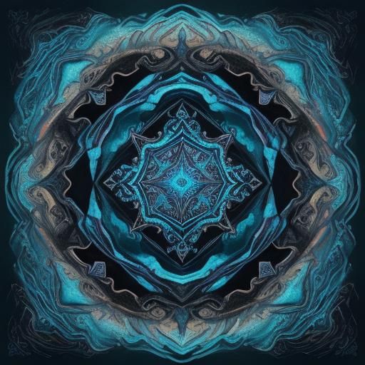 Sumerian Water God in Surrealist Oil Painting