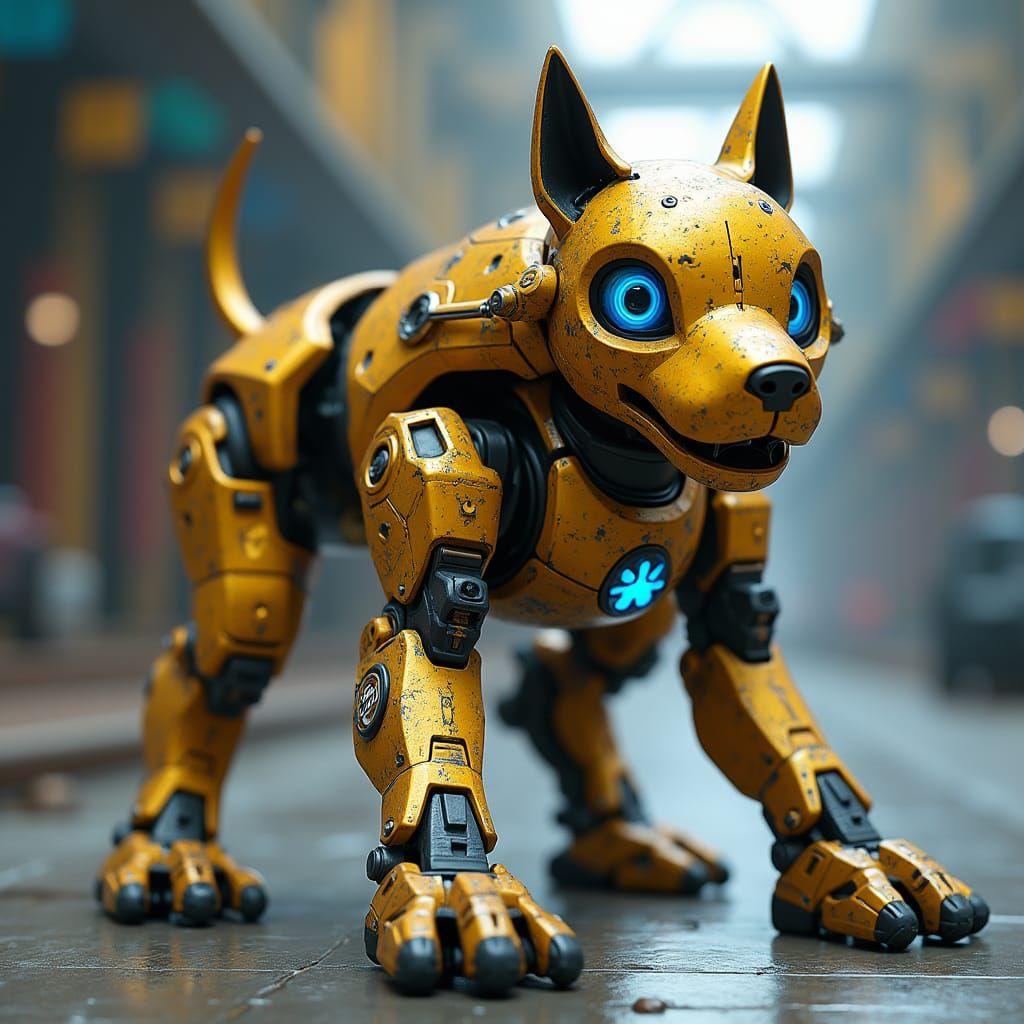 Heroic Canine Robot in Futuristic Style
