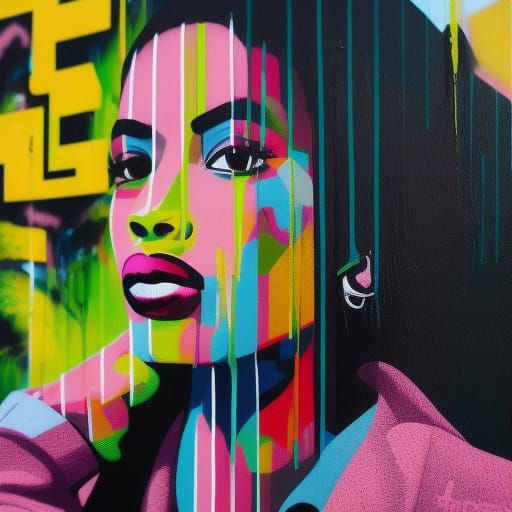 Activist Portrait in Street Art Style