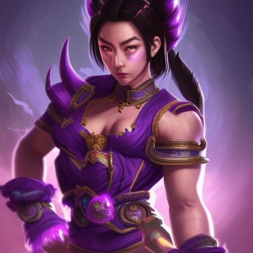 Epic Fantasy Warlock Mage in Violet Magic
