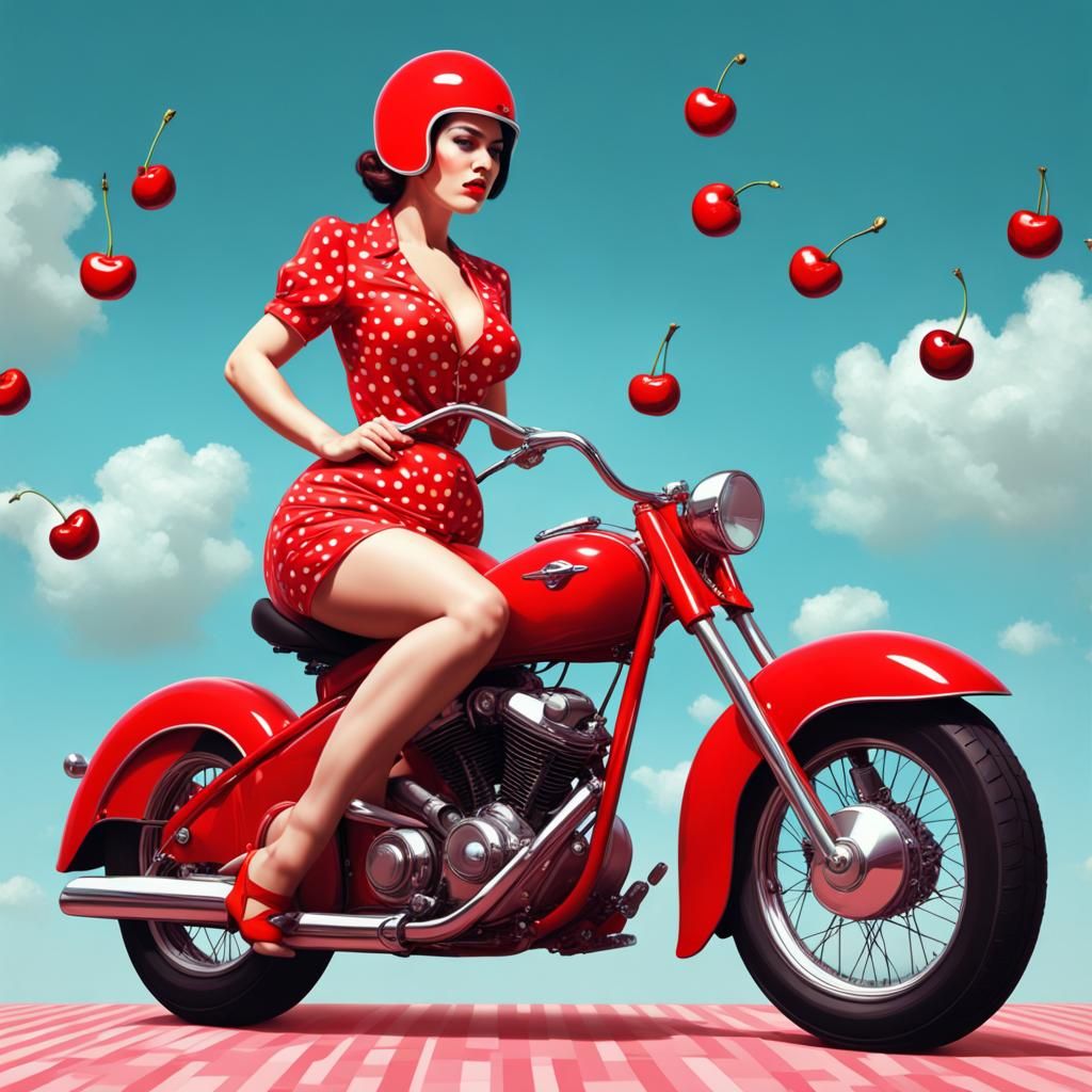 Pinup girl and motorcycle