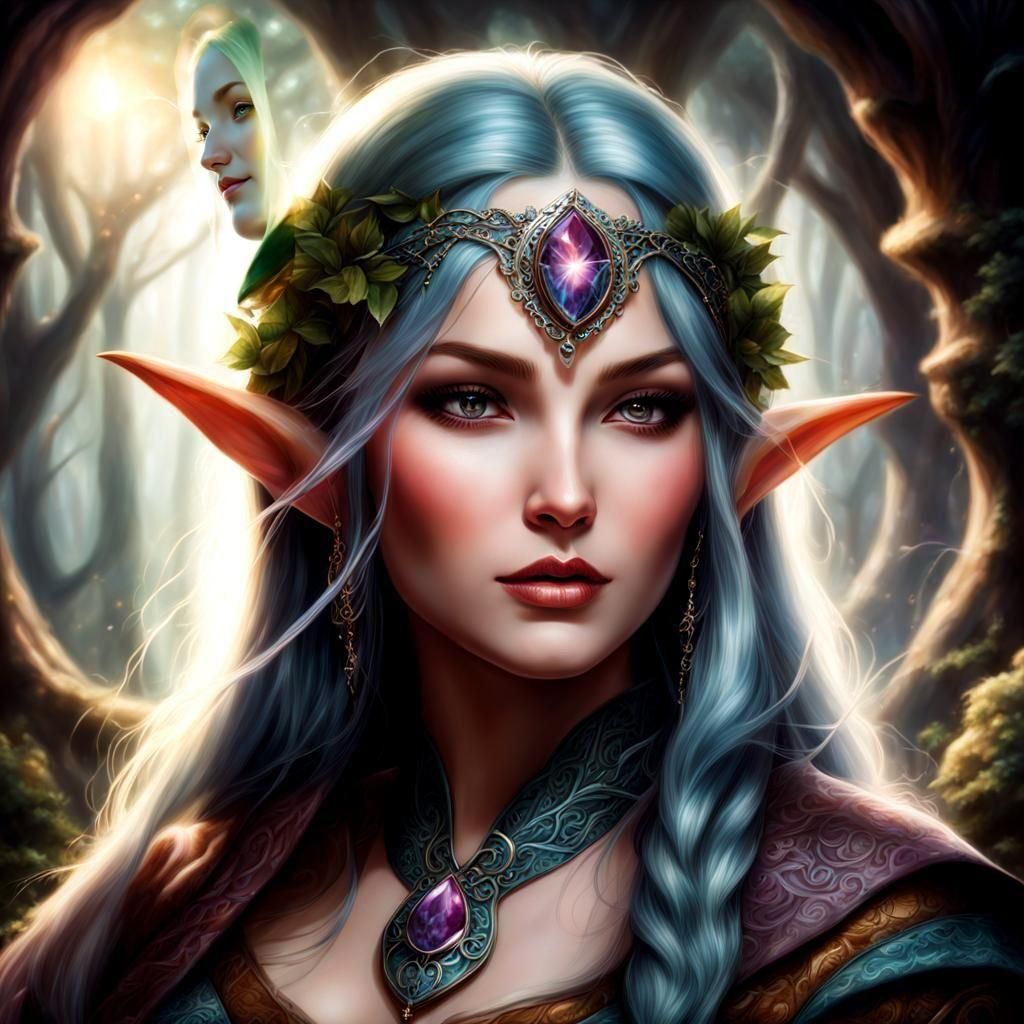 Ethereal Plus-Sized Elf Portrait in Fantasy Style