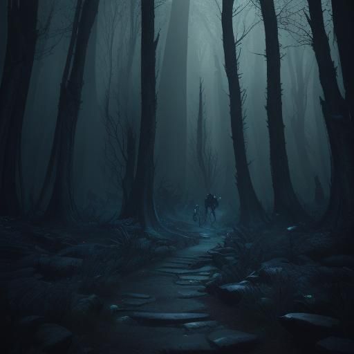 Dark Woods Runner: Detailed Fantasy Concept Art