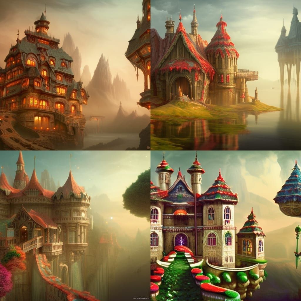 Gingerbread Castle with Candy Canes: Detailed Matte Painting