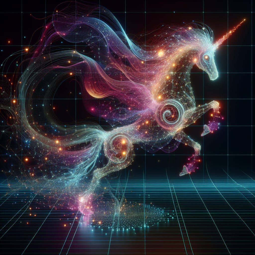 Mythical Creature Hologram in 3D Polygonal Style