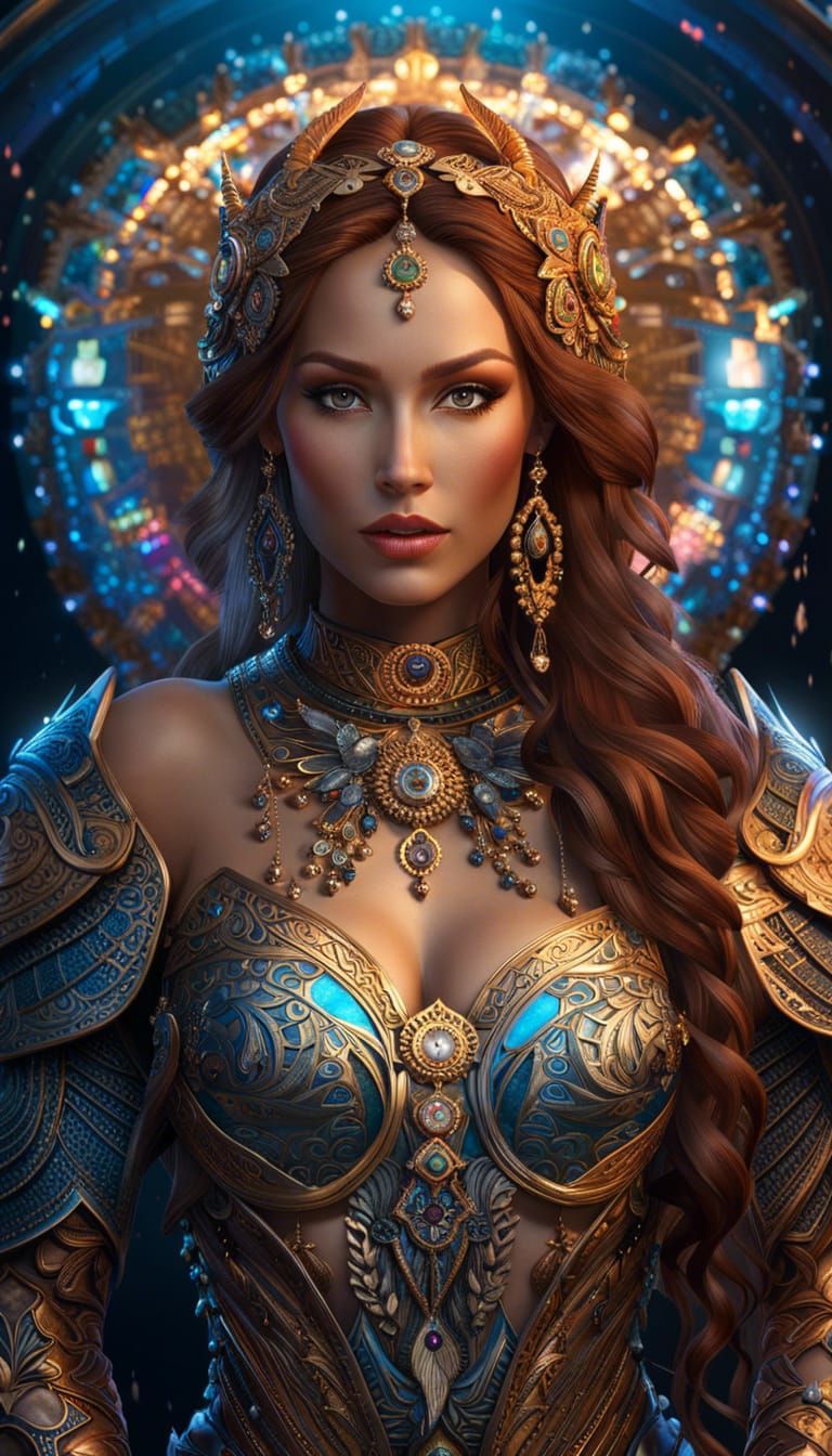 Ethereal Warrior Queen in Cyberpunk Realism