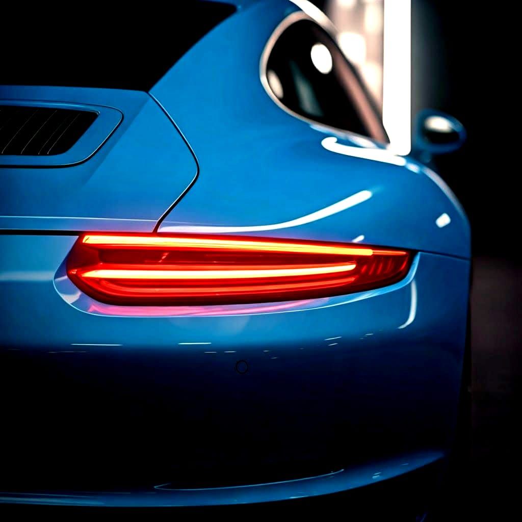 Detailed Porsche 911 Taillight: Cinematic Film Still