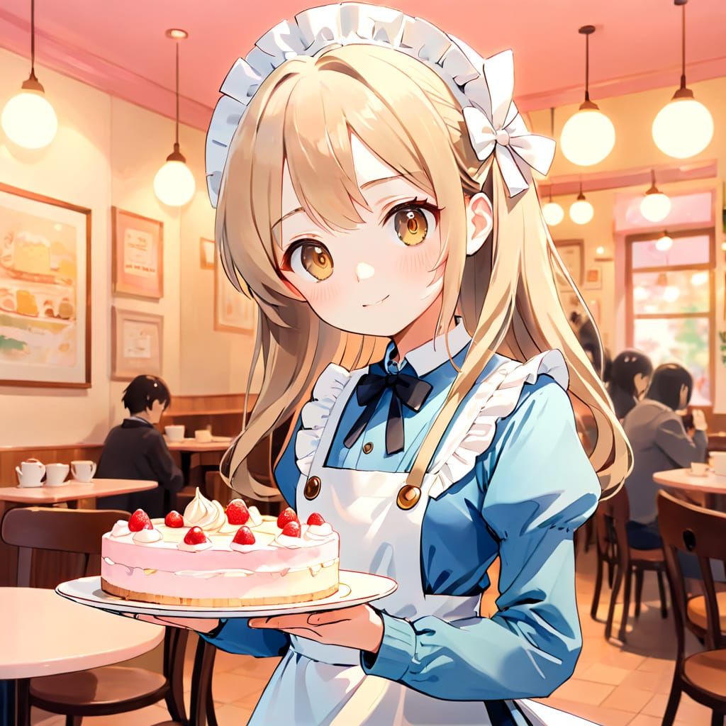 Cozy Cafe Scene in Soft Pastel Hues