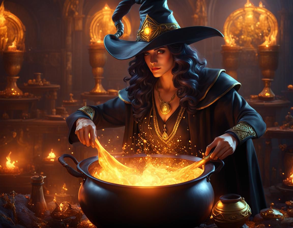 Jandro the Warlock at His Cauldron