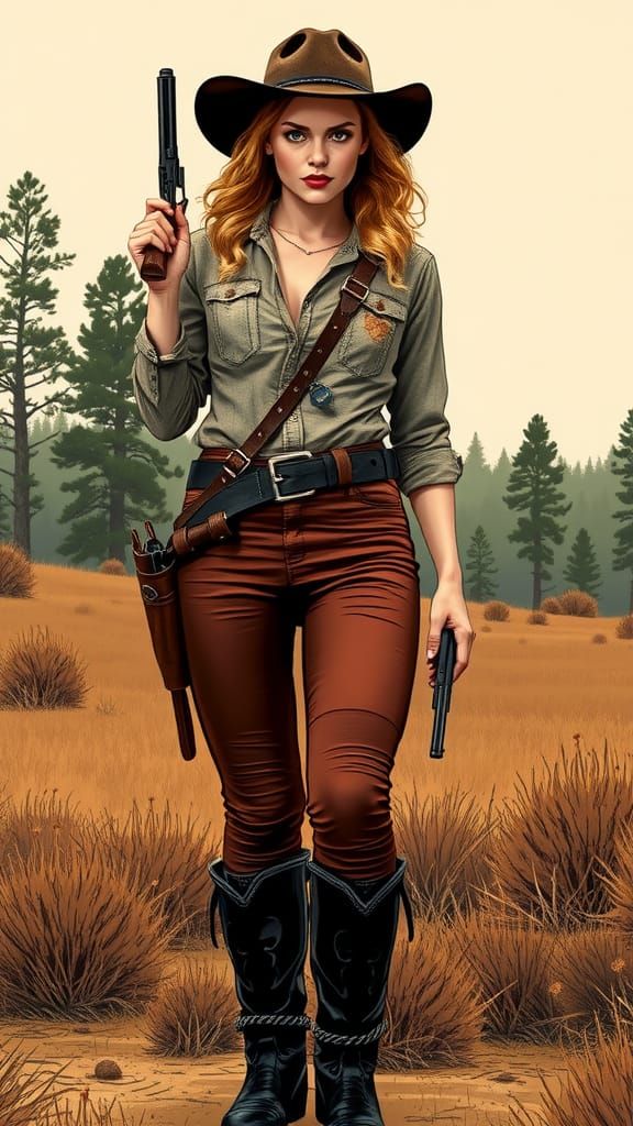 Cowgirl in Graphic Novel Style