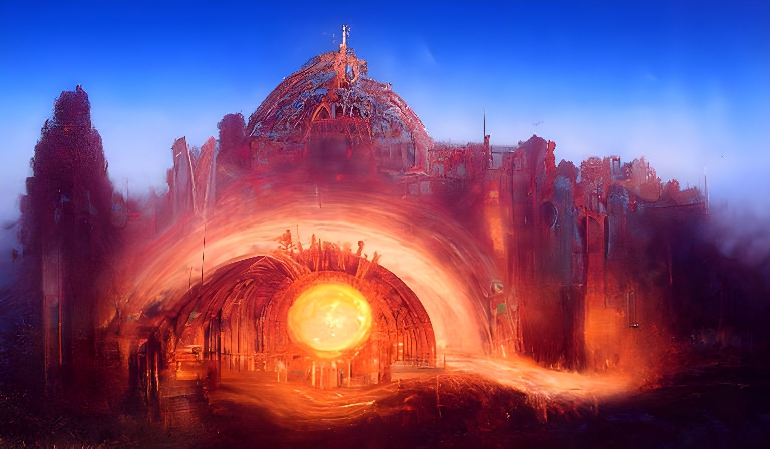 Glowing Sun Portal of Enlightenment: Risograph Print