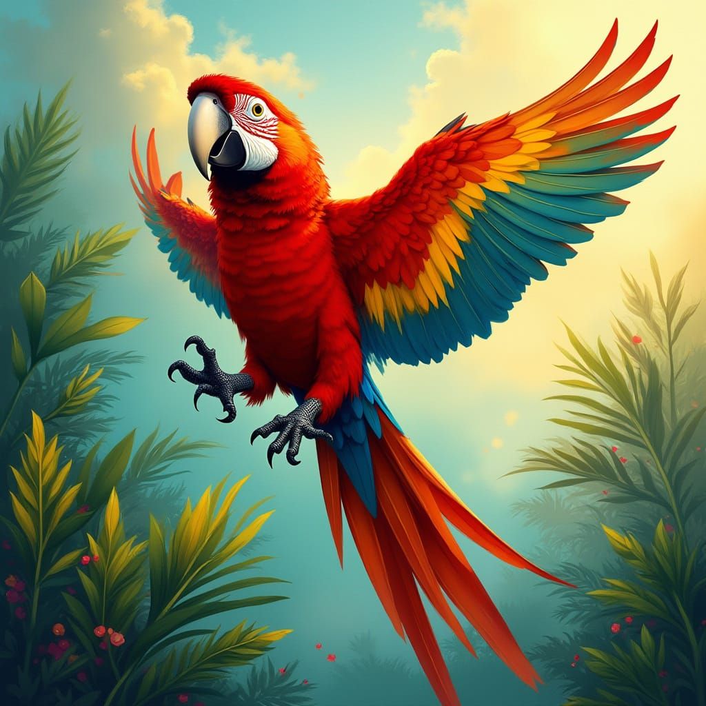 Majestic Scarlet Macaw in Vibrant Tropical Paradise