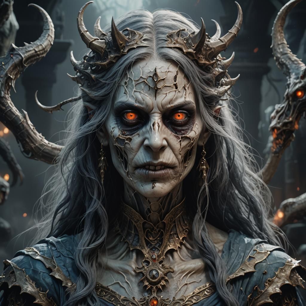 Monstrous Ghostly Female Portrait in Detailed Digital Art