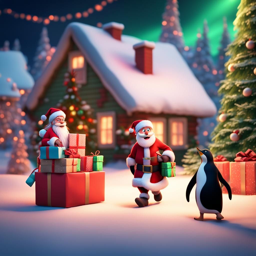 Santa's Workshop in Lapland: A 3D Digital Art Scene