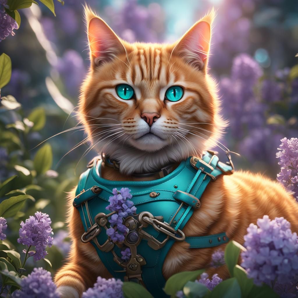 Orange Tabby Cat with Teal Eyes as Matte Painting