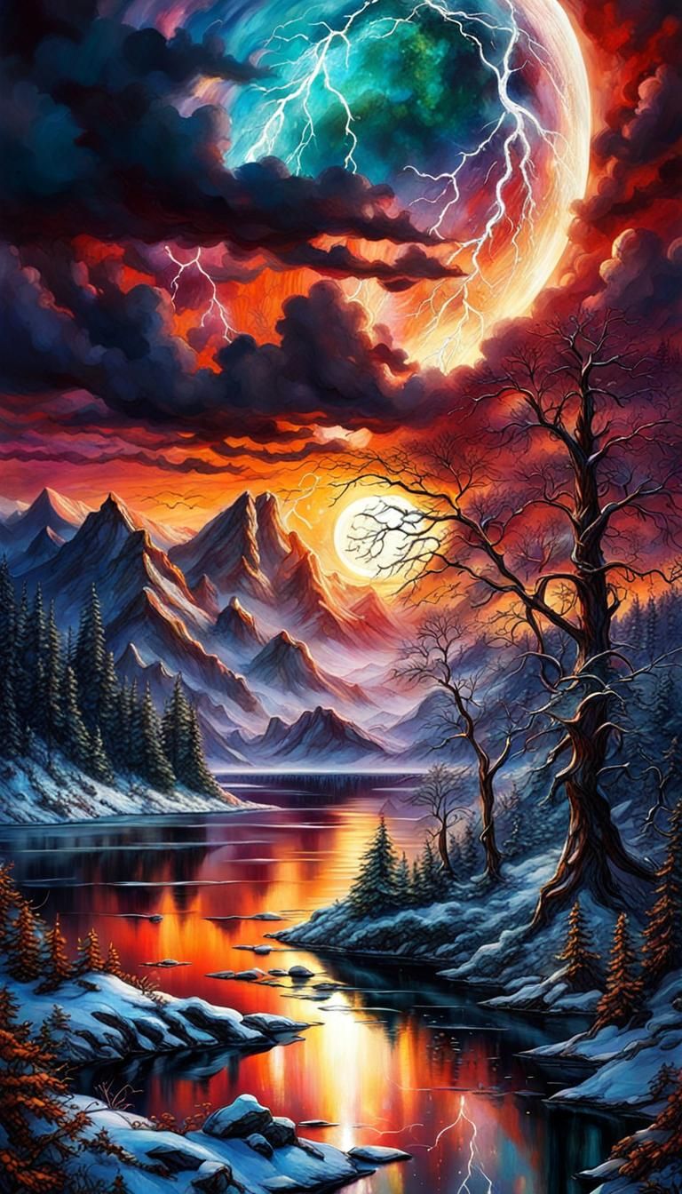 Alien Planet Riverscape in Naturepunk Style