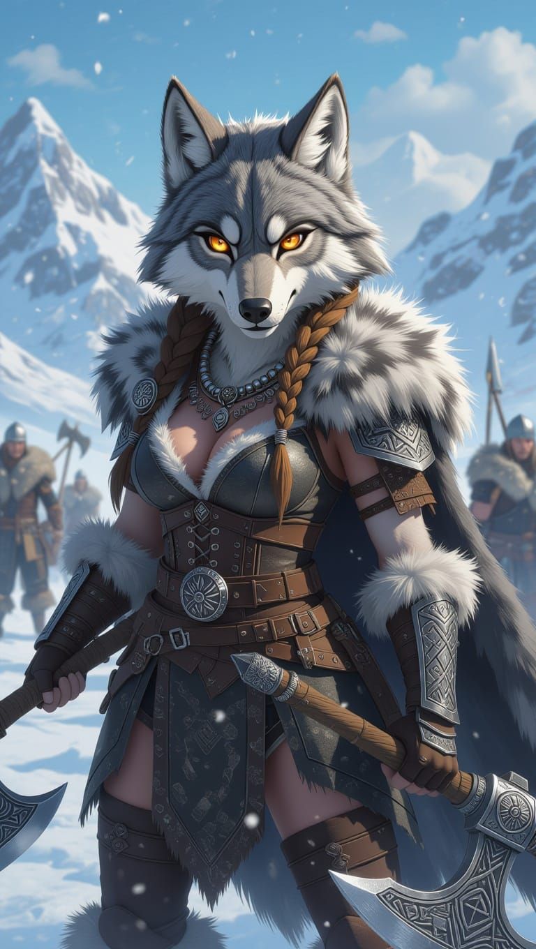 Fierce Wolf Viking Warrior Empowered by Ancient Magic