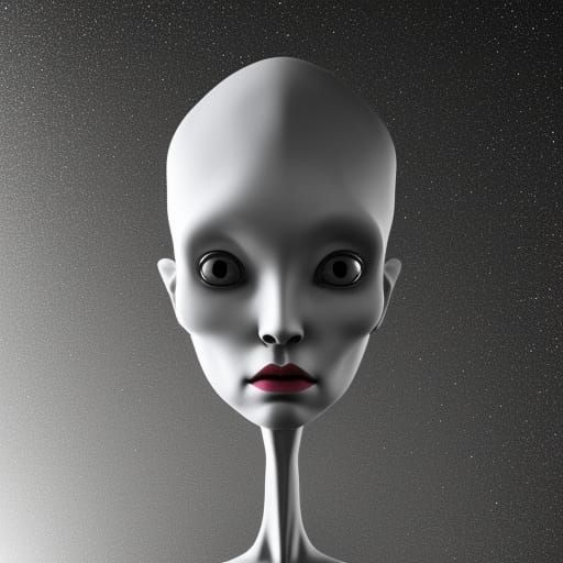 Grey Alien Portrait in Hyperrealistic Style