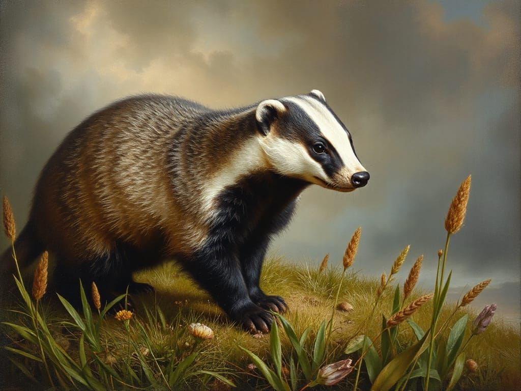 American Badger in Baroque Rococo Style