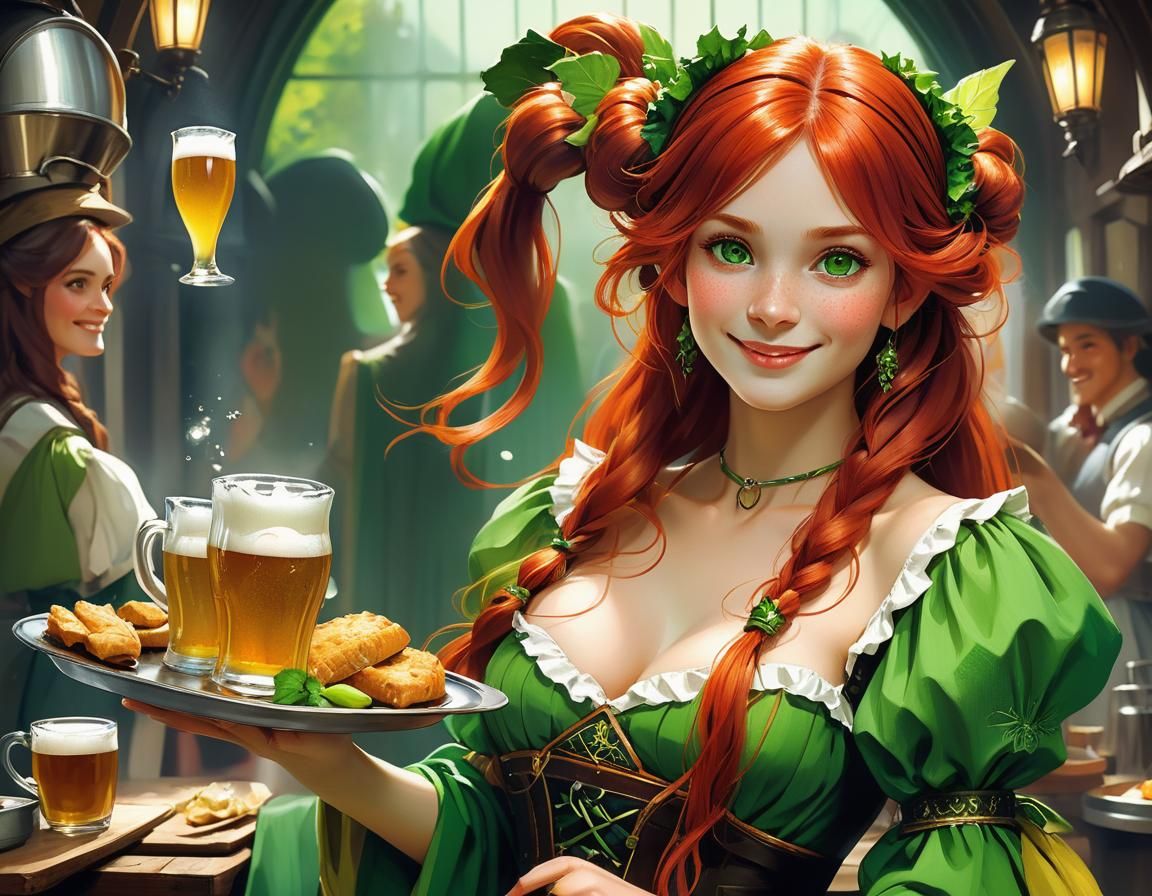 Oktoberfest Fairy Maid Portrait in Anime Style