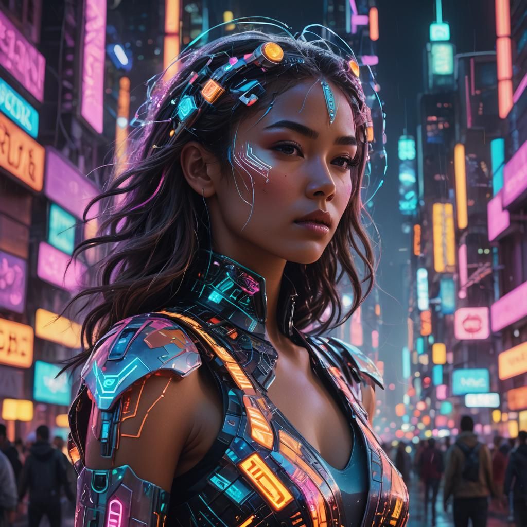 Neon City Dreamer in Cyberpunk Style