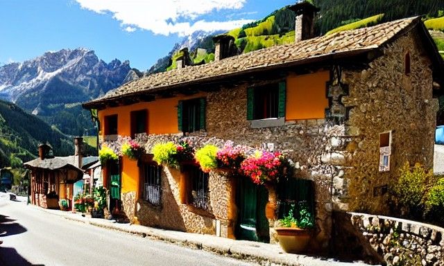 Picturesque Mountain Town in the Pyrenees