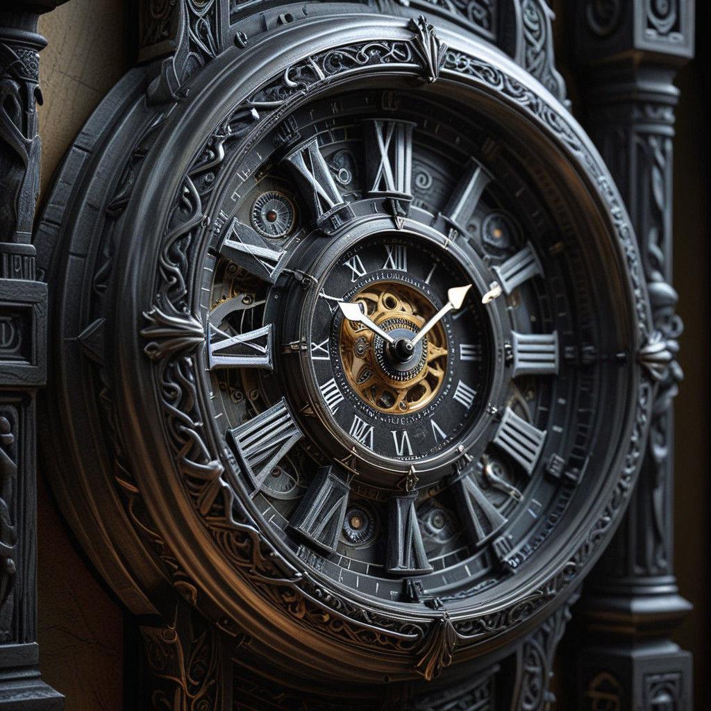 Intricate Fantasy Timepiece in Warm Daylight