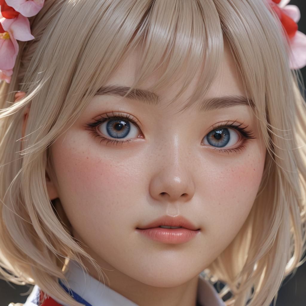 Cute Korean Girl in 3D Anime Art Style