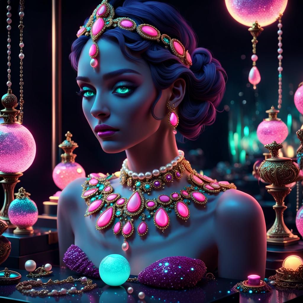 Neon Jewelry with Glitter and Pearls
