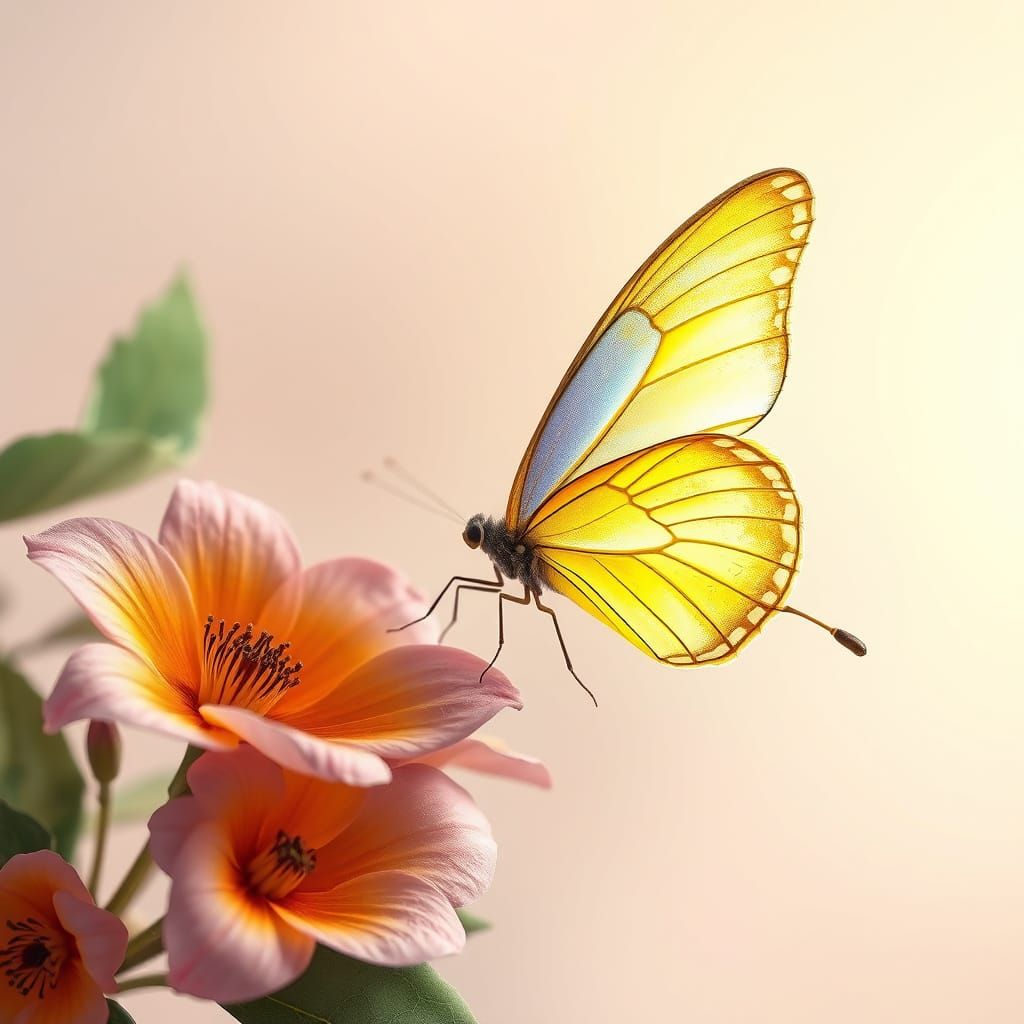 A captivating 3D artwork depicting a gracefully semi-transpa...