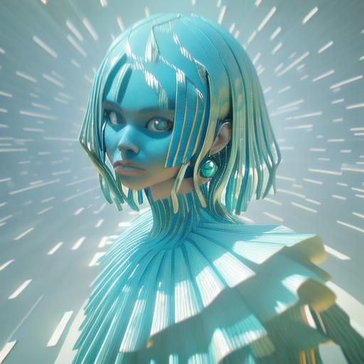 The Lady in Blue: A Surreal 3D Rendering
