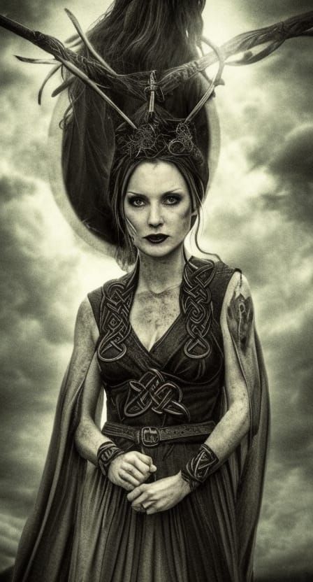 Celtic Witch Portrait in Dark Fantasy Style