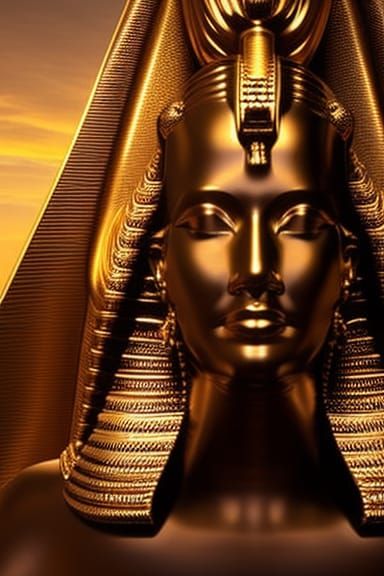 Egyptian Sphinx Goddess in Golden Light