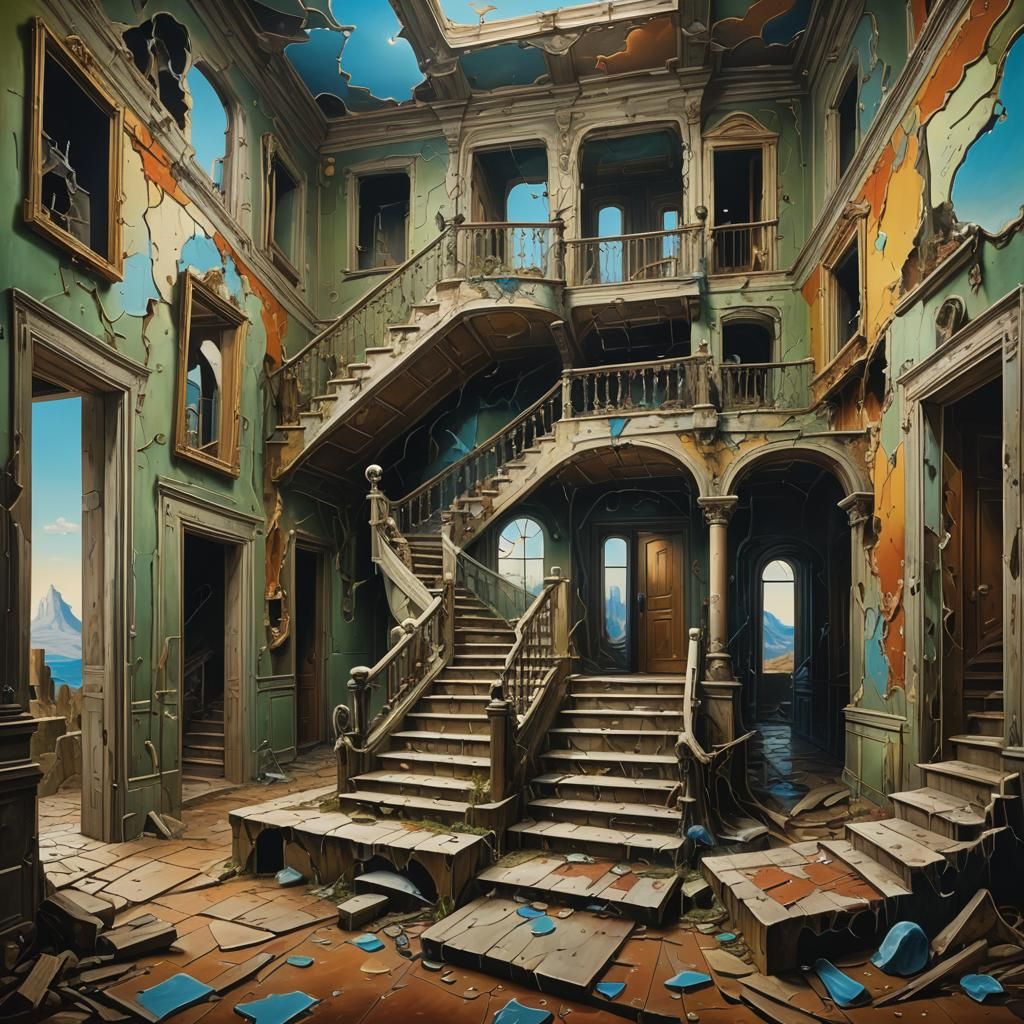 Surreal Decaying Mansion with Impossible Geometry