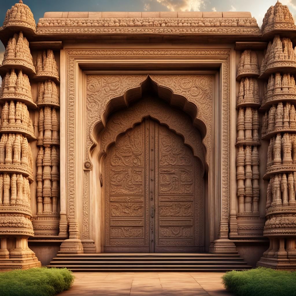 Khajuraho Temple Door: An Epic Digital Painting