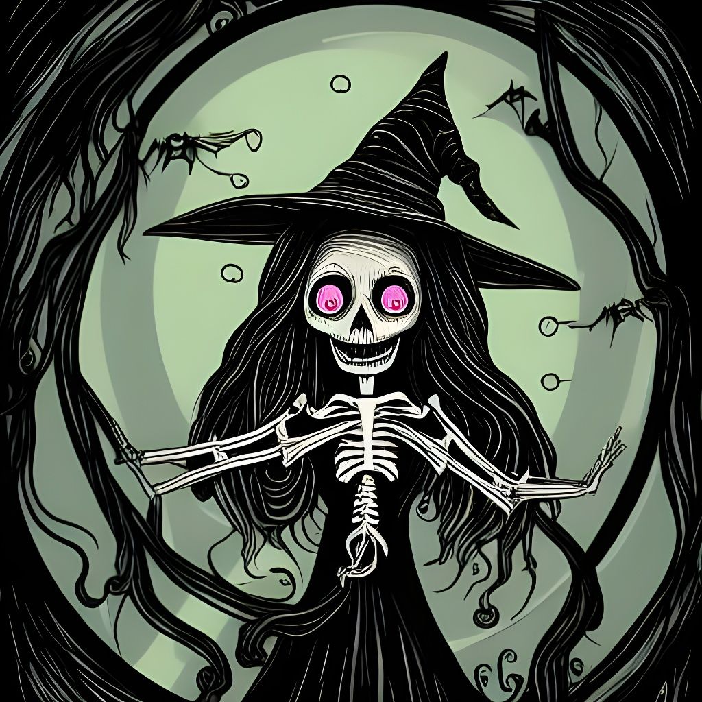 Creepy Halloween Witch in Workshop, 3D Digital Art