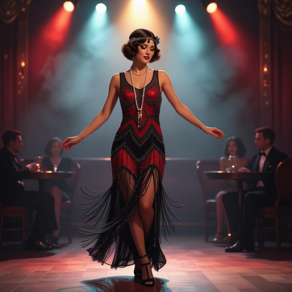 Flapper Dancer in 1920s Chicago Cabaret