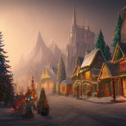 Fantastical Christmas Town Concept Art