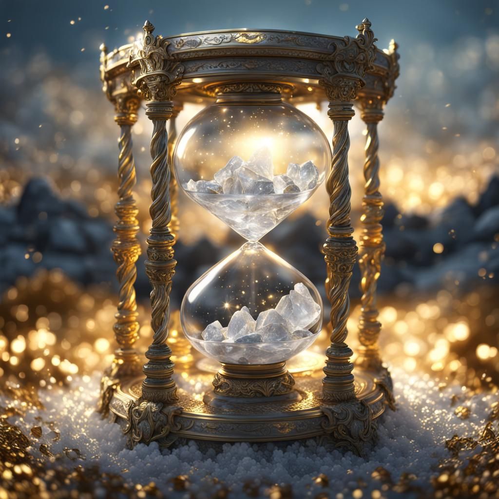 Quartz Hourglass in Glittering Whirlwind: Fantasy Art
