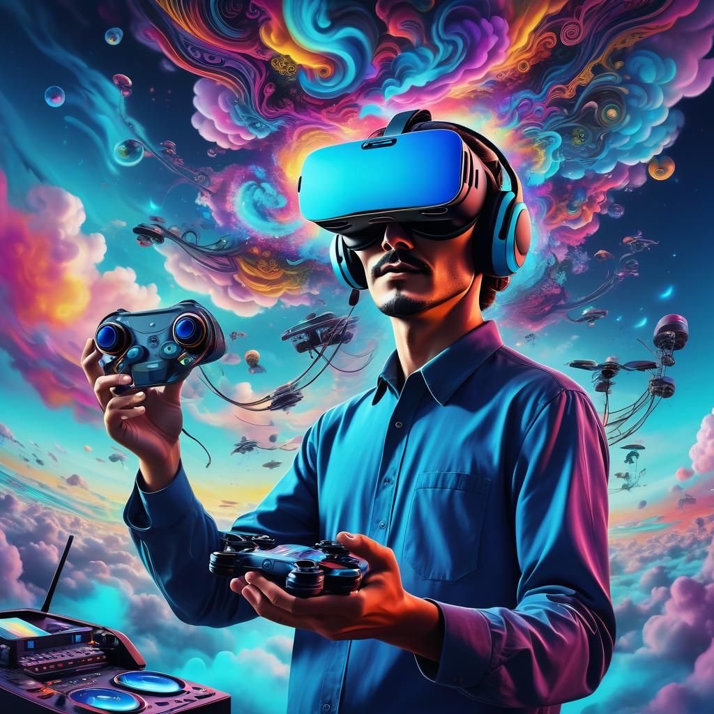 Psychedelic Drone Operator in Surreal Digital Art