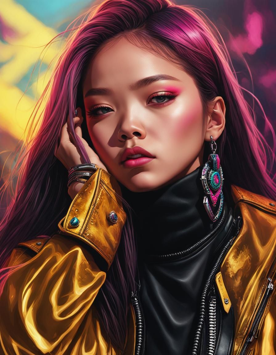 Intense Portrait of Woman in Edgy Streetwear