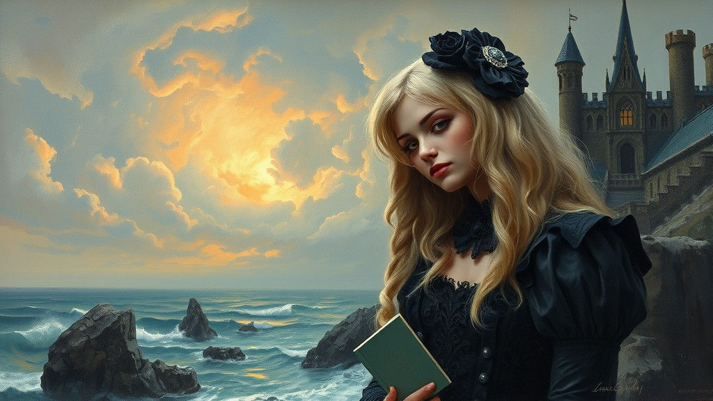 Lovecraftian Victorian Woman: Oil Painting