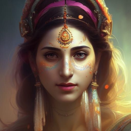 Hyperdetailed Portrait of Parvati in Art Nouveau Style