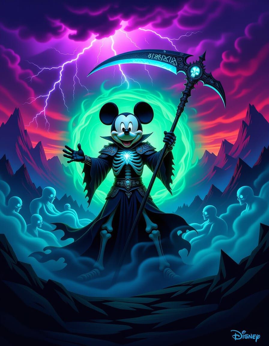Undead Mickey Rises in Dramatic Fantasy Art