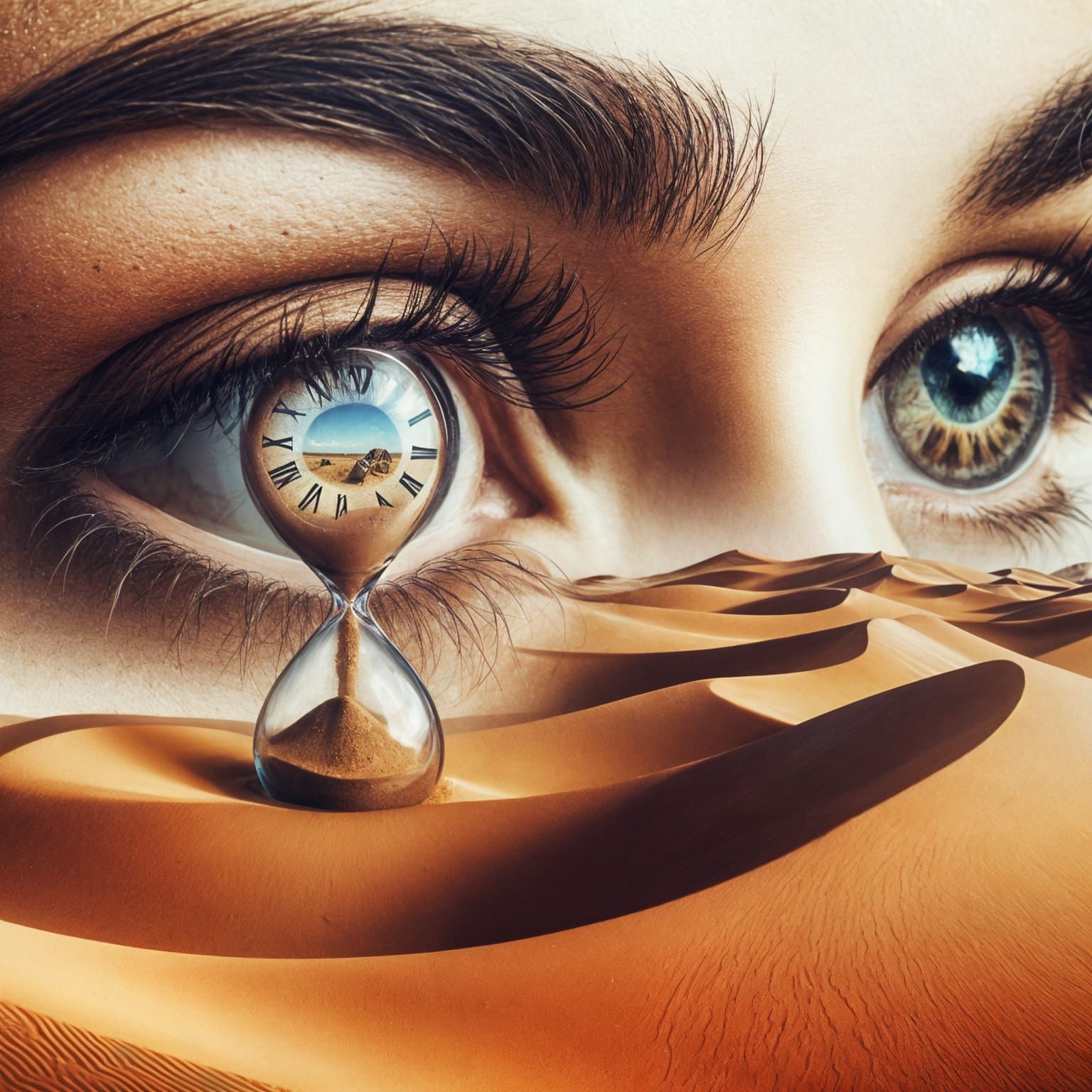 Desert Timekeeper: A Woman's Eyes Reflect the Sands of Time
