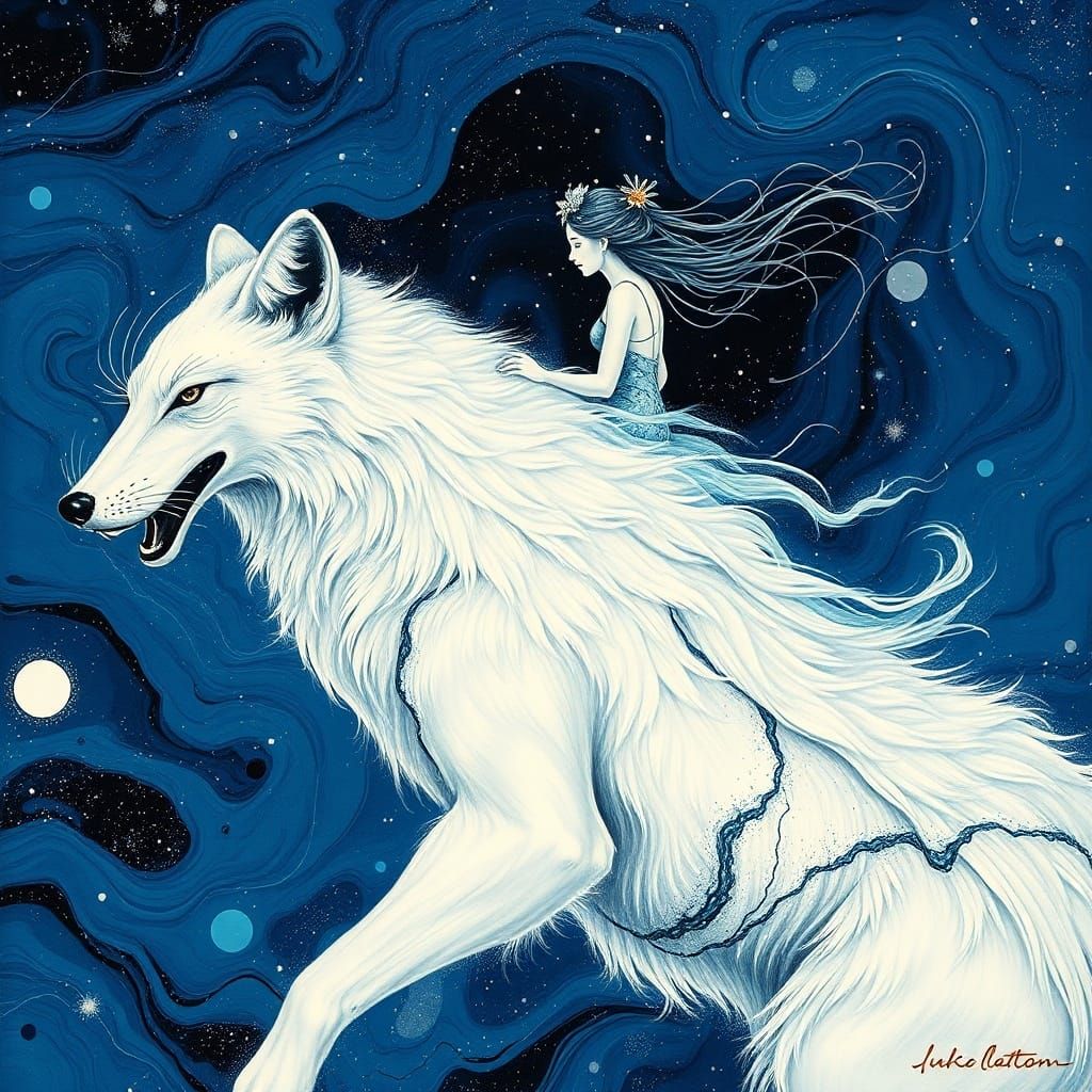 Ethereal Woman in Psychedelic Universe